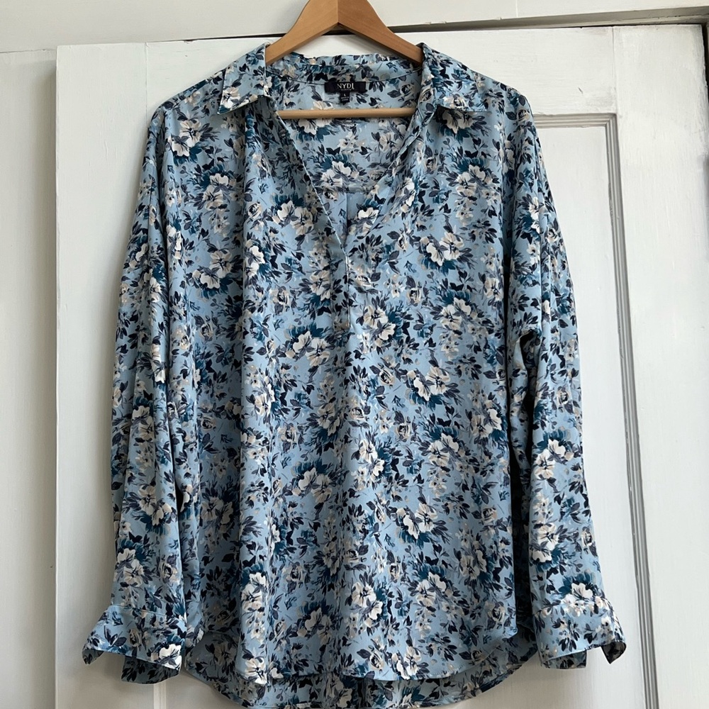 NYDJ Blue Floral Blouse
